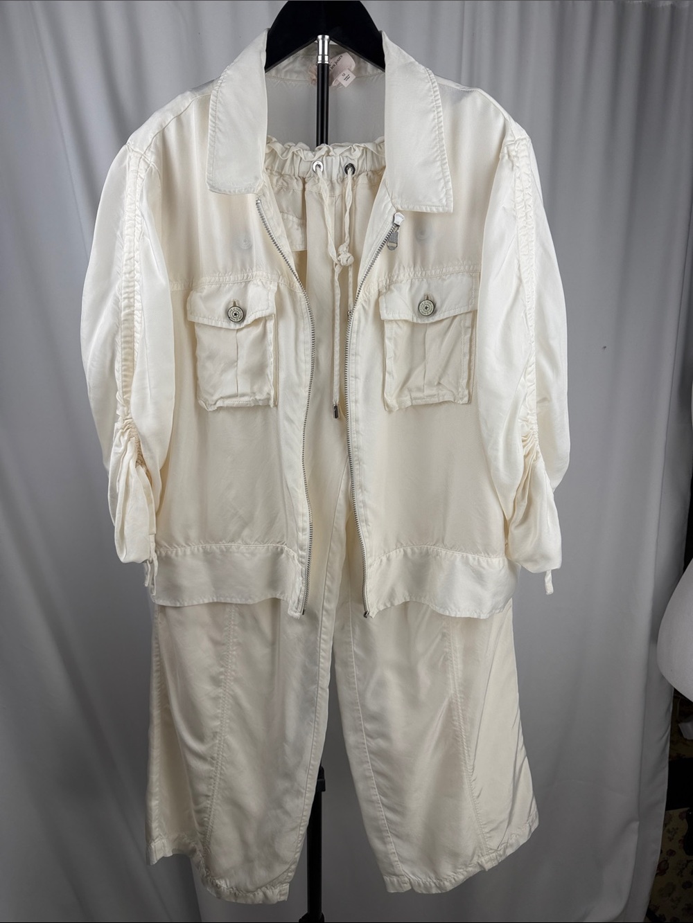 cinq a sept Cream Utility Jacket with Drawcord Hood